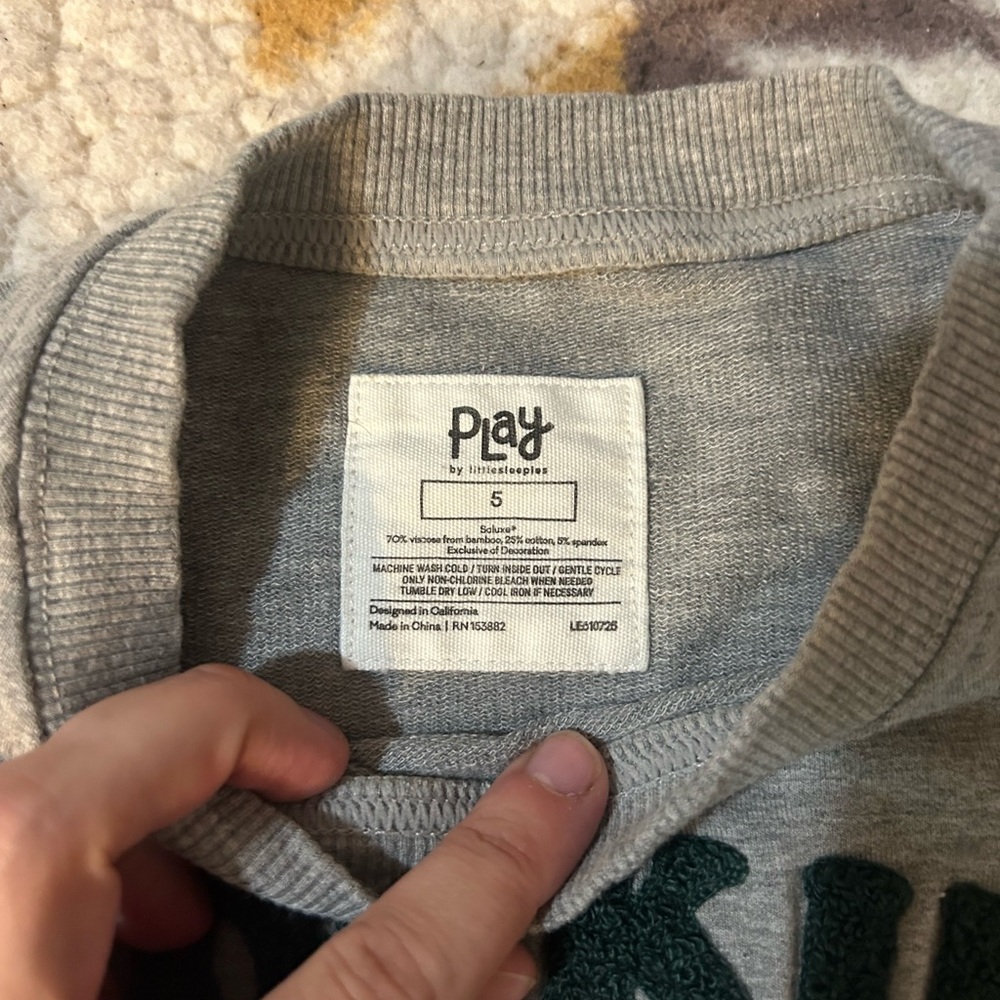 Little Sleepies Gray 'Rockin' Around' Christmas Tree Sweatshirt - Picture 2 of 3